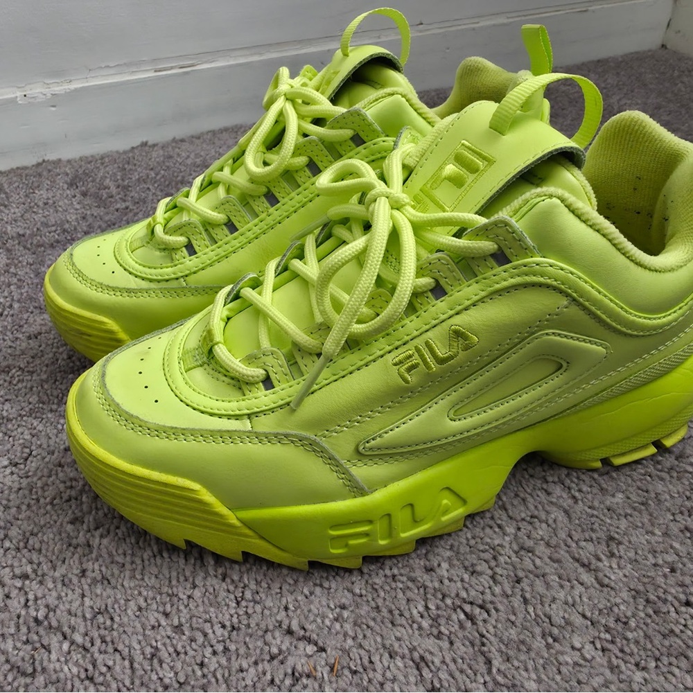 FILA Neon Yellow Chunky Lace-Up Sneakers - Picture 3 of 3